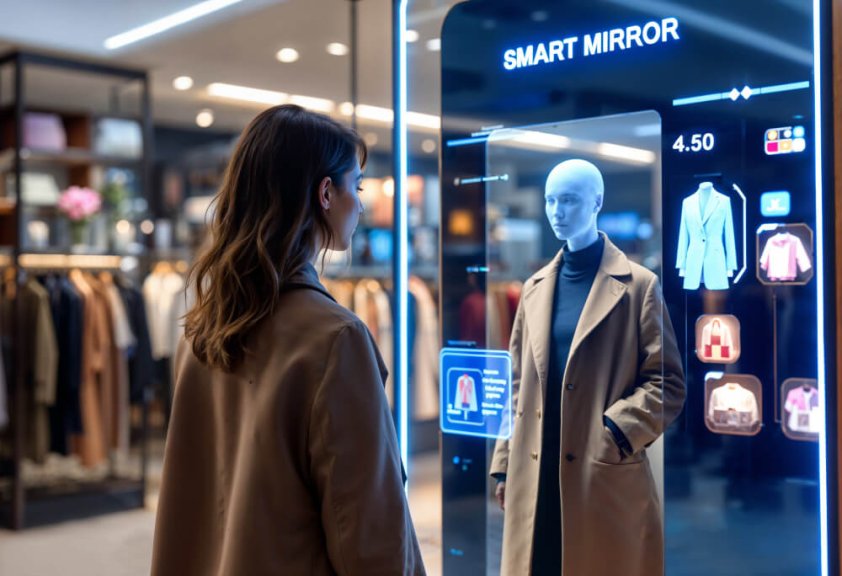 Consumidor utilizando asistente de inteligencia artificial para recomendaciones de compras en línea